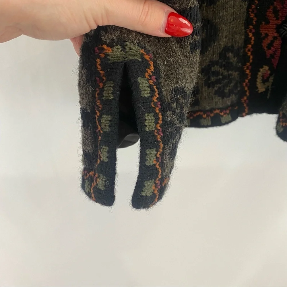 Icelandic Design Wool Cotton Lined Sweater Jacket Sz M Folklore Floral Filigree - Picture 8 of 16